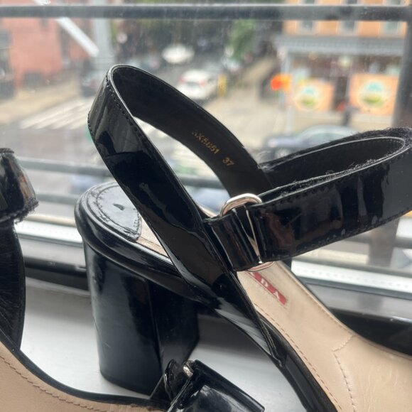 Prada Patent Leather Heeled Sandals | Size US 7 / EU 37 - Picture 6 of 16